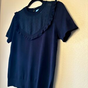 Sheer Yoke Draper James Sweater Shirt Ruffles Blouse Size Small Classic Fit